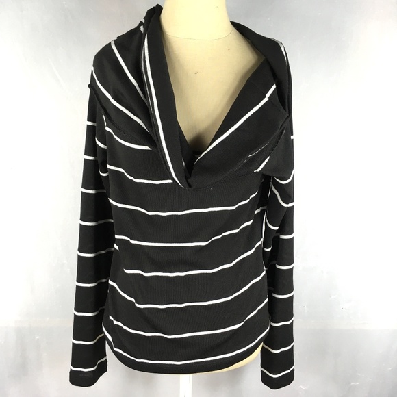 Zara Sweaters - Cowl neck knit sweater black white stripe Zara Lg